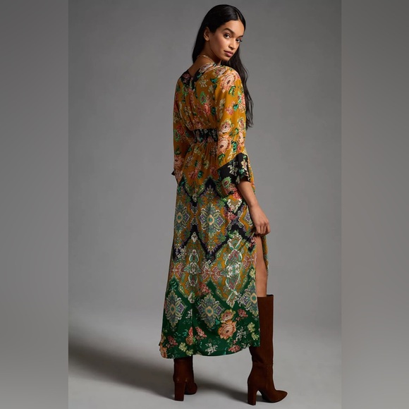 Anthropologie Printed V-Neck Maxi Dress - Picture 3 of 16